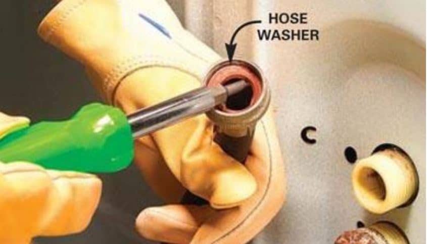 Replace the rubber hose washer