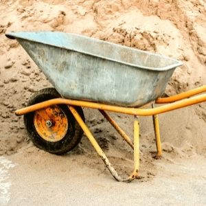 metal wheelbarrow