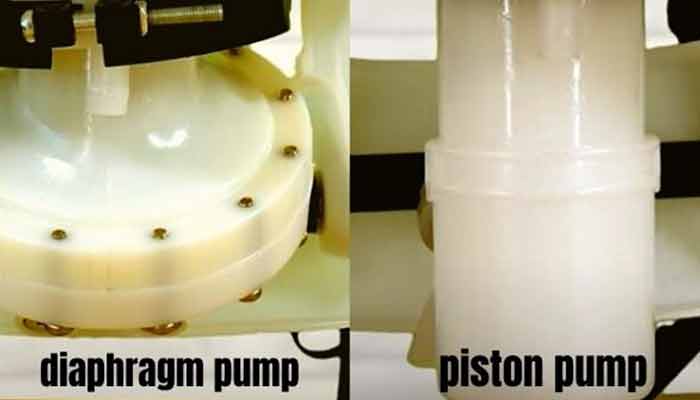diaphragm pump and a piston pump